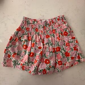 FREE ASSEMBLY Girls Floral Shorts Skort Medium 8/10 M Pink Red White Green